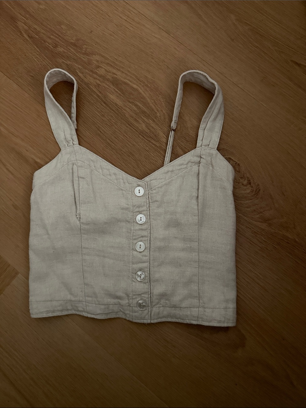 Women’s Pleated Wide Strap Button-Through Linen Cami